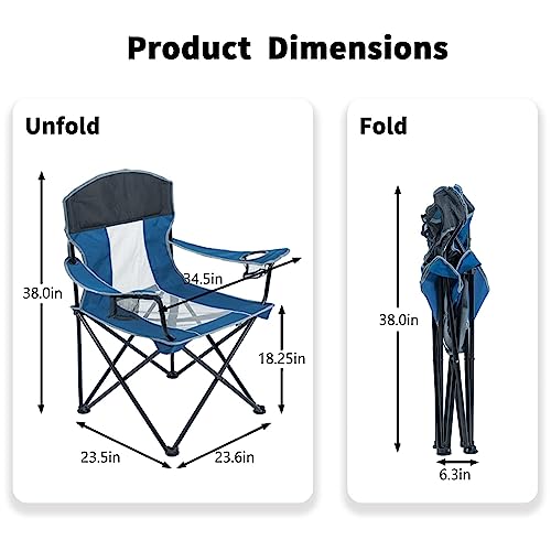 Oversized Mesh Back Folding Camping Chair with 2 Cup Holders W7504