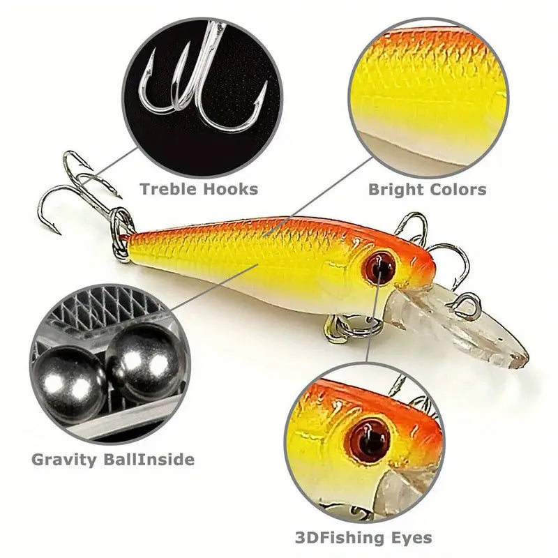30pcs Mixed Color PP Fishing Lures Crankbaits Kit T208385