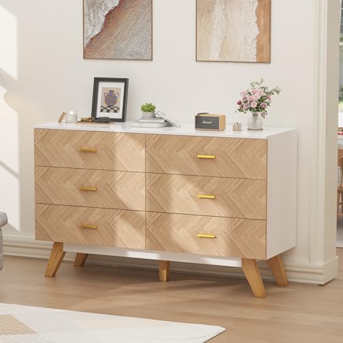 Rustic Brown Wooden 6 Drawer Dresser S13419