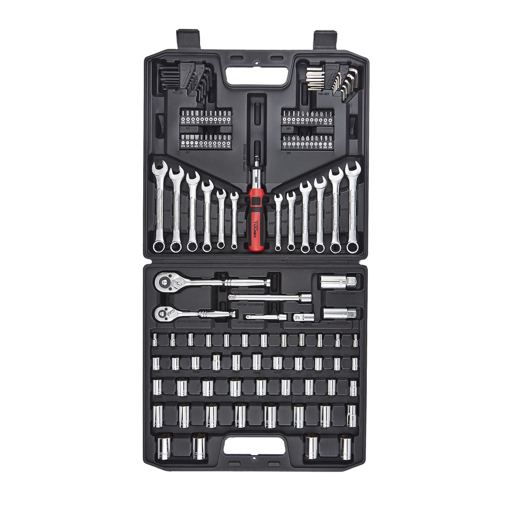 137 PC Metric & SAE Tool Set with Hex Keys, Wrenches, Ratchet Bit Driver, Sockets K738