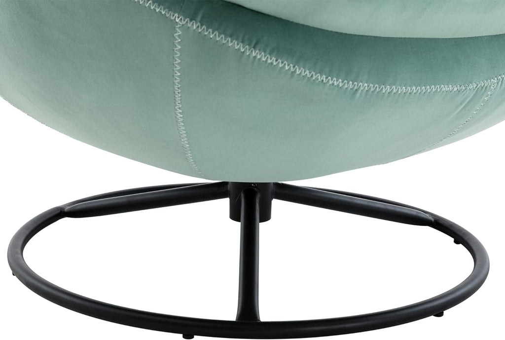 Teal Velvet Swivel Lounge Chair with Ottoman X7557