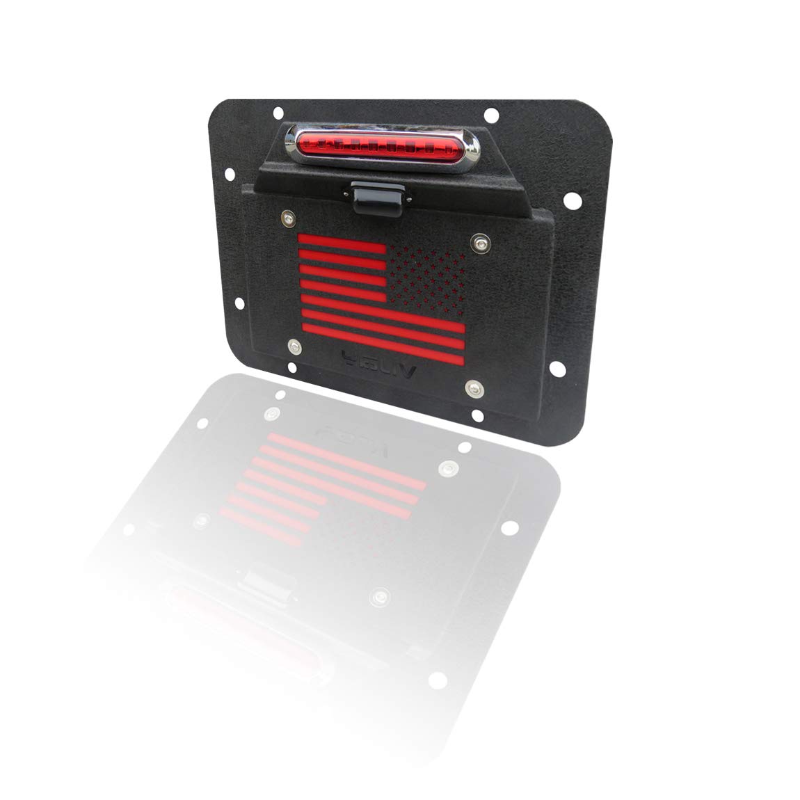 Spare Tire Delete License Plate Relocation Kit with Plate Light and Third Brake Light for Wrangler JK JKU Q834