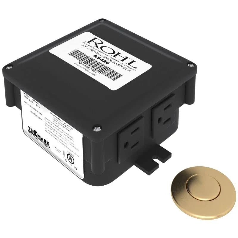 Satin Gold Air Activated Switch Button with Control Box for Waste Disposal V201496