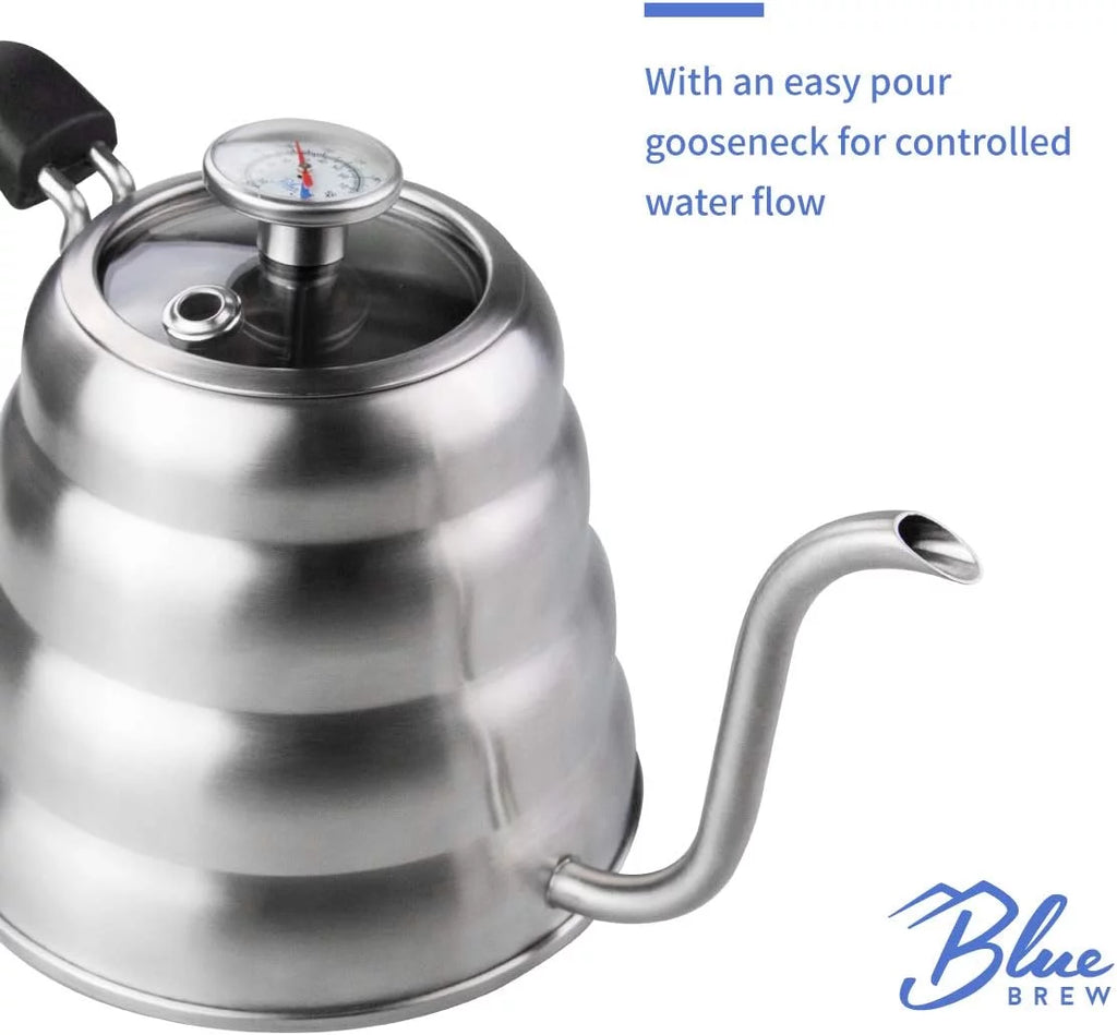 40 Fl Oz Stainless Steel Gooseneck Pour Over Kettle with Thermometer K847