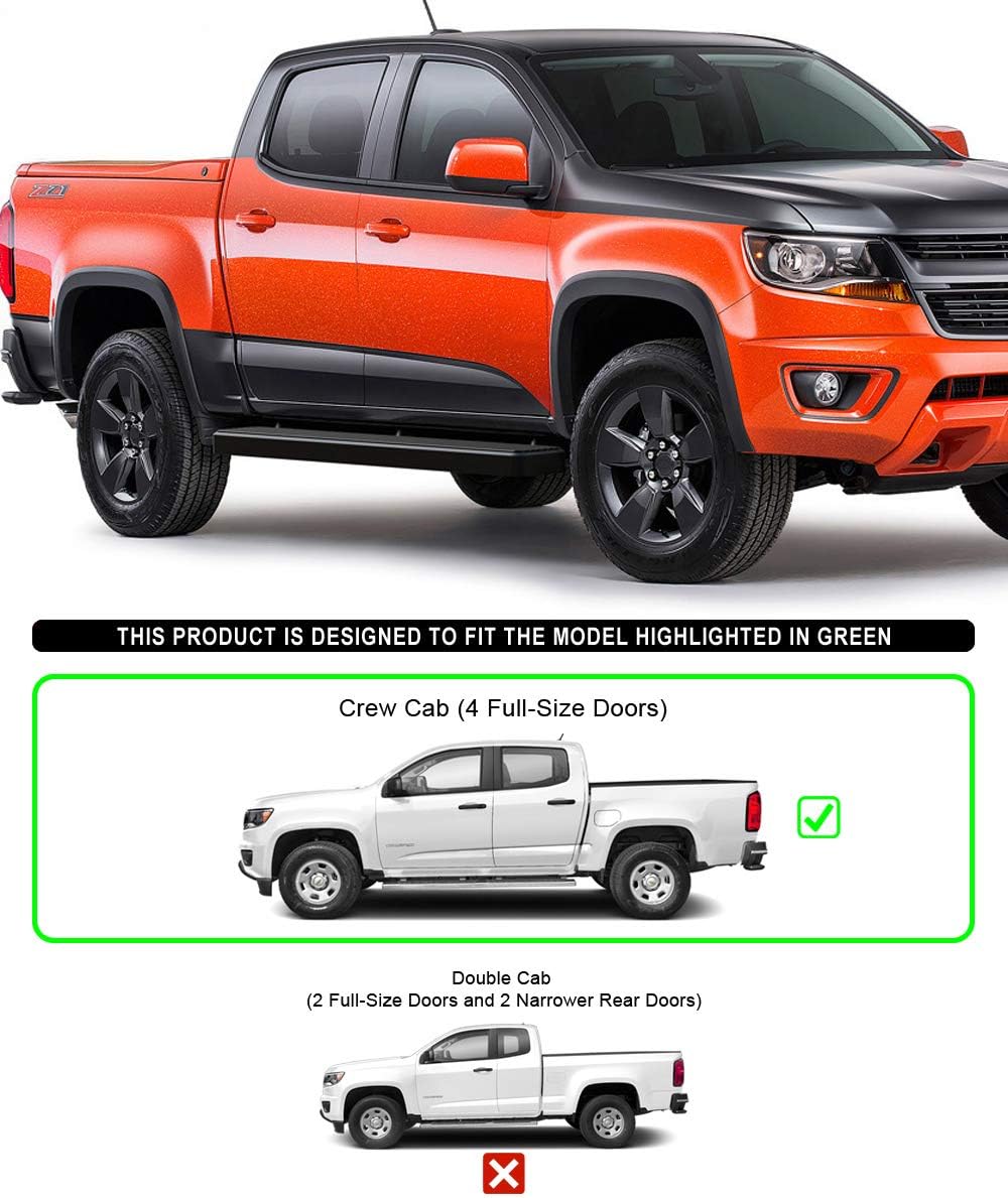 Black Powder Coated 6 inches Running Boards Side Steps Step Rails F927350