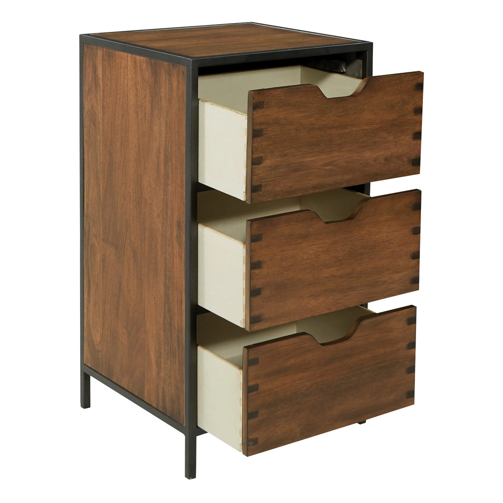 Walnut Storage Cabinet with 3 Drawers X678