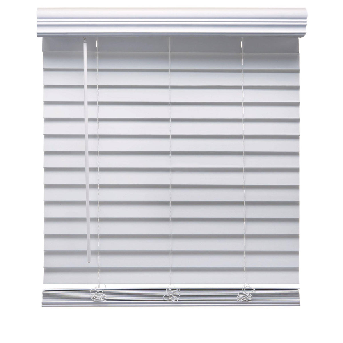 White Cordless Faux Wood Blind 57 W x 72 H Z385
