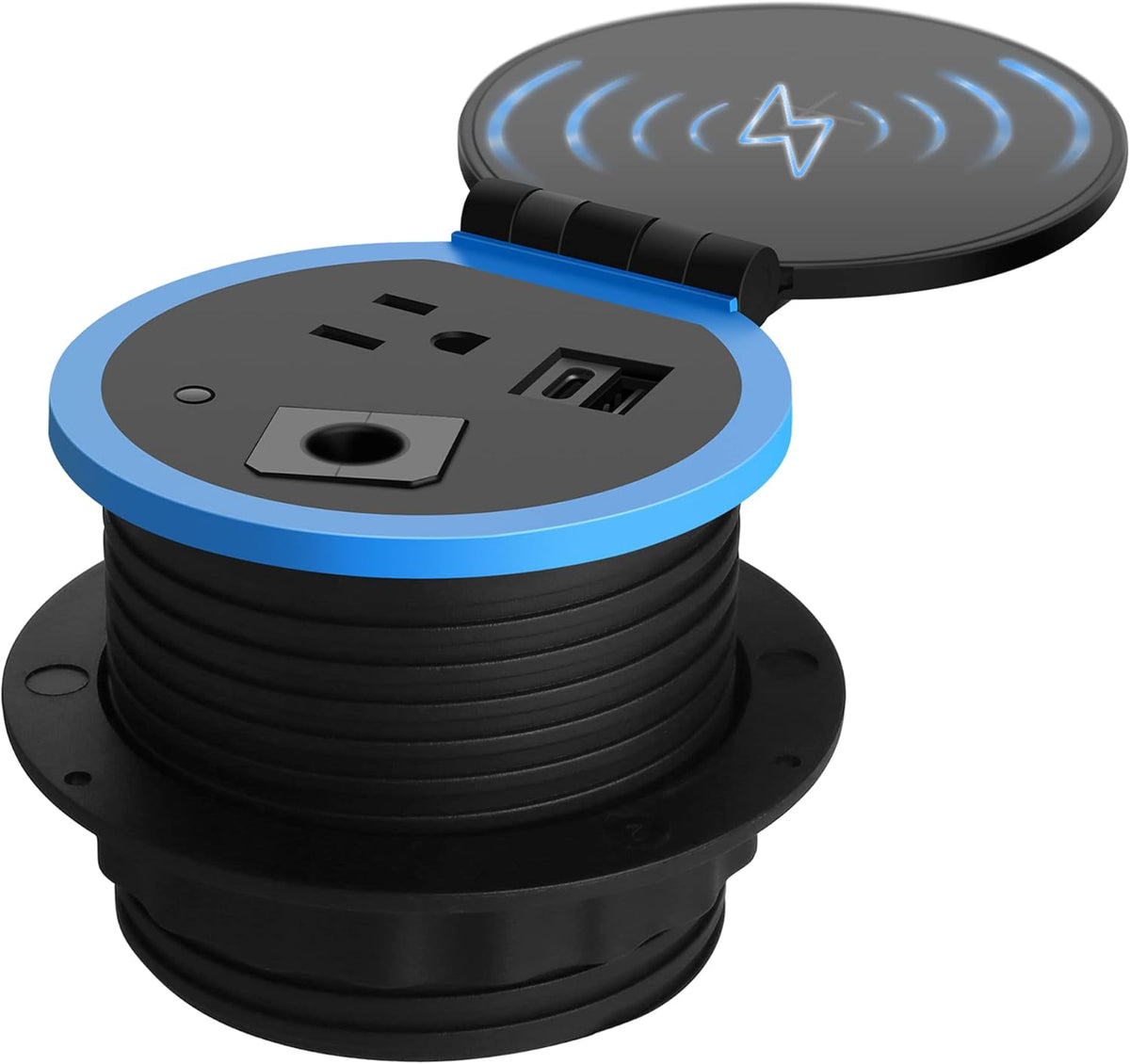 Desktop Power Grommet with Wireless Charger, USB C, 3.15" Hole, Pack of 2 P565690