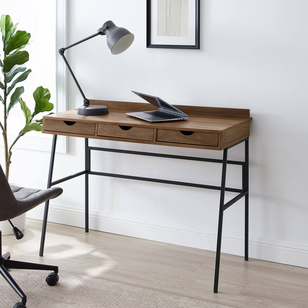 Dark Walnut 3-Drawer Writing Desk X762253