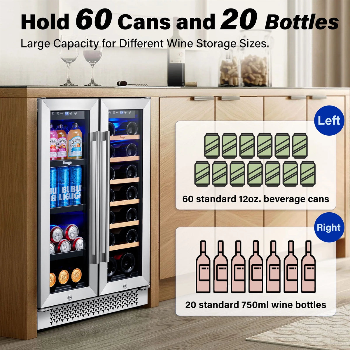 24 Can Beverage Refrigerator with Glass Door Y5658