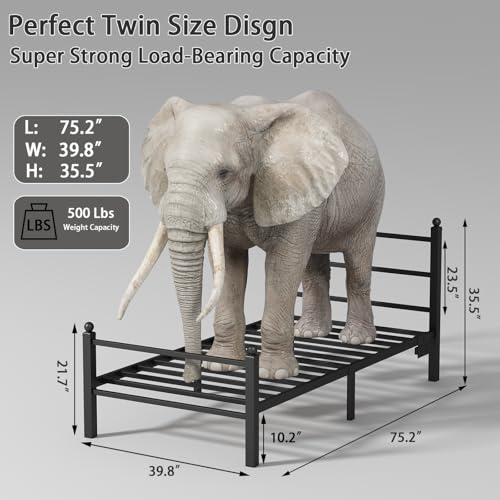 Black Metal Full Size Bed Frame with Headboard and Footboard D285