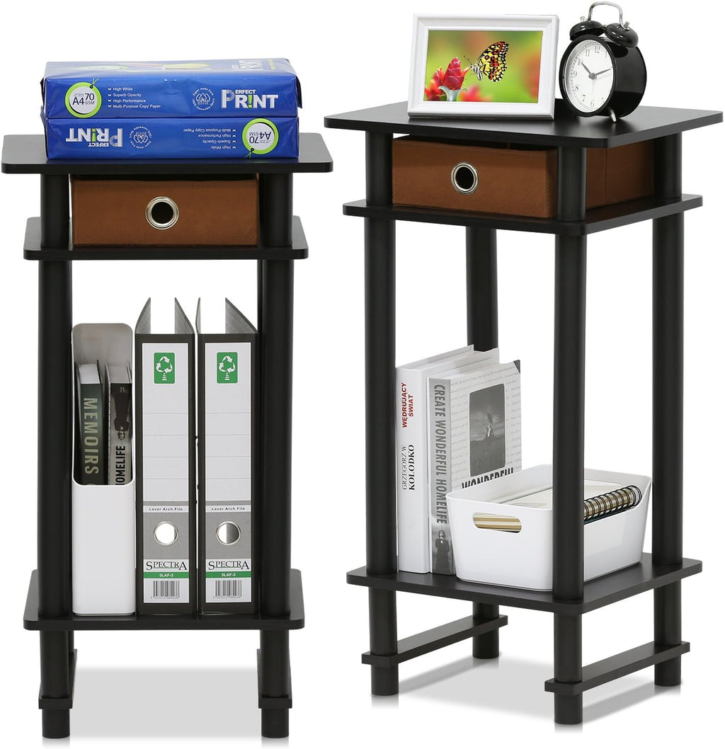 Espresso & Medium Brown End Table and Coffee Table with Bin Drawer C689