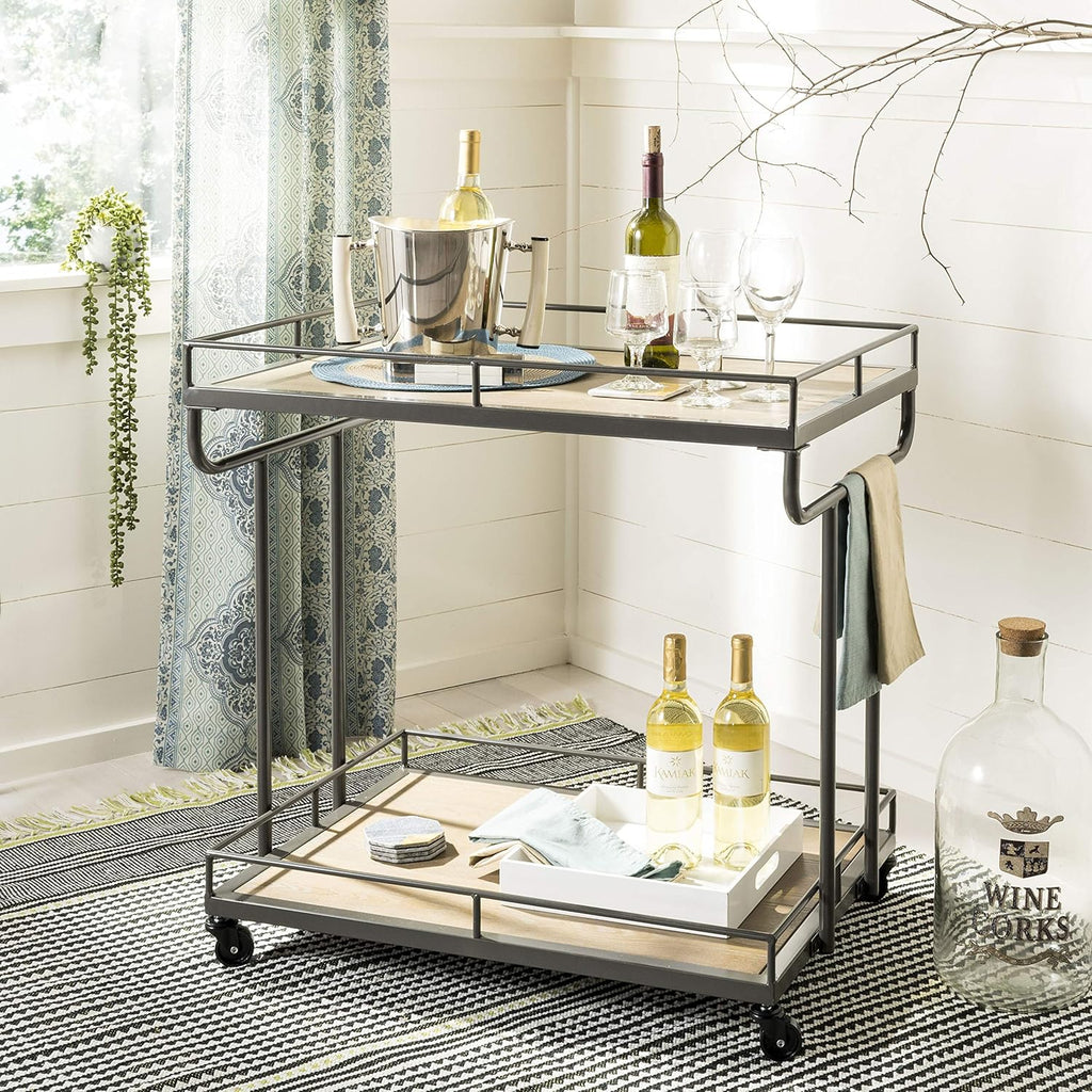 Rustic Oak/White Bar Cart X700157