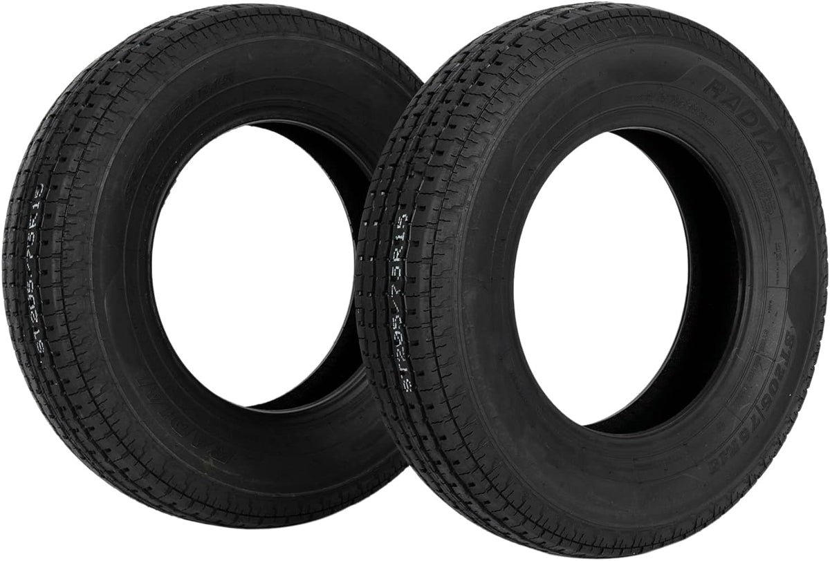 2PCS ST205-75R-15 Trailer Tire Load Range D 8PR Tubeless Tires S186216