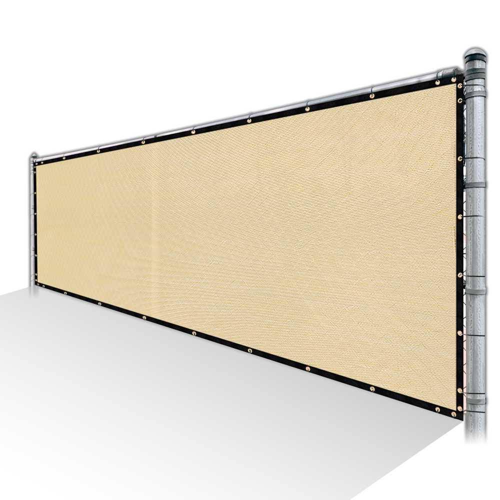 Beige Privacy Fence Screen Mesh with Reinforced Grommets U9293
