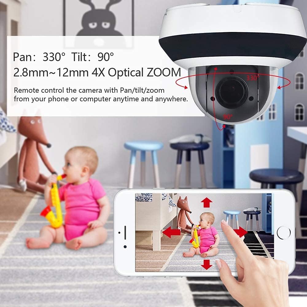 4MP HD POE PTZ IP Camera, 2.8mm~12mm 4X Optical Zoom, Smart IR Night Vision, H.265+, IP67 Waterproof Z36100