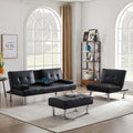 Faux Leather Convertible Futon Sofa Bed with Cup Holders E452296