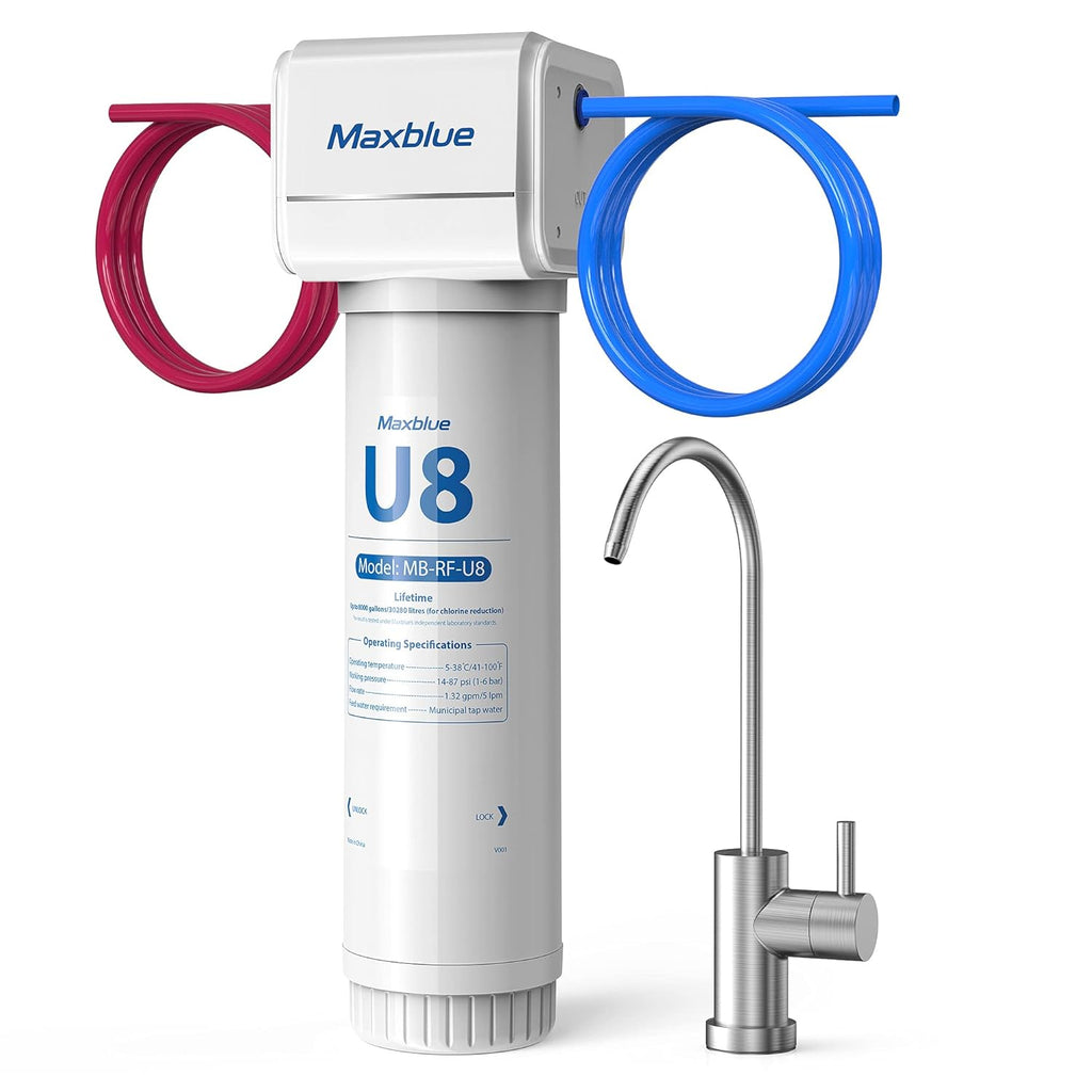 Under Sink Water Filter with Brushed Stainless Steel Faucet E5713