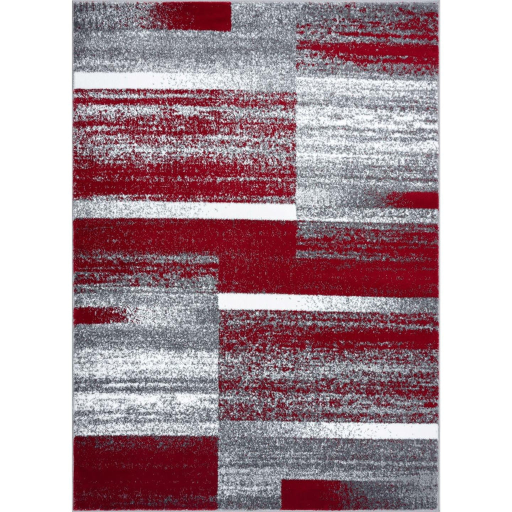 Red 6x9 Abstract Geometric Area Rug D69636