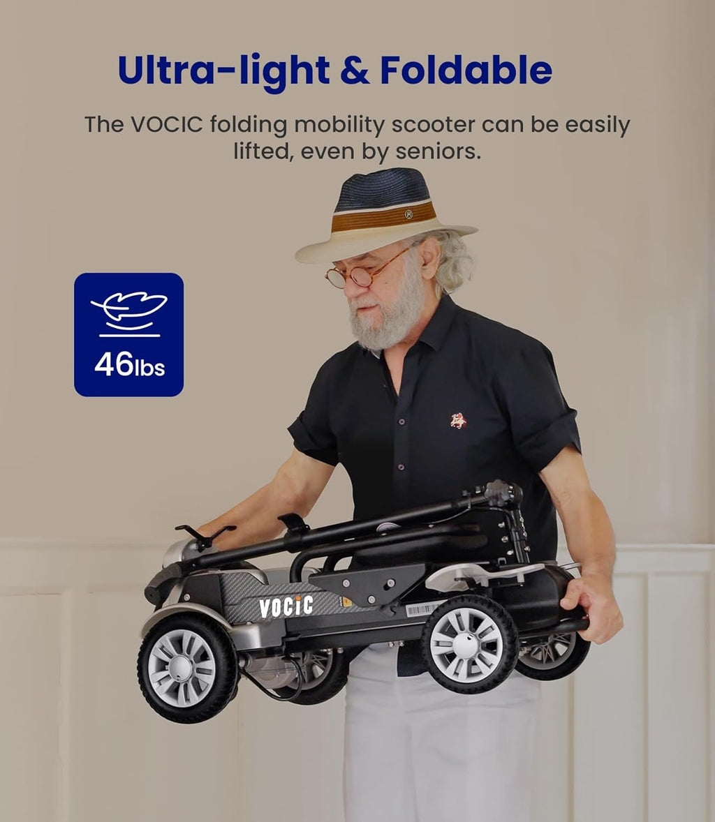 Mobility Scooter Carbon Fiber Lightweight 4 Wheel Electric Scooter with Seat V62810