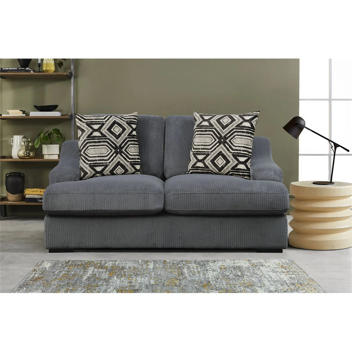 Dark Gray Microfiber Upholstered Loveseat U6084