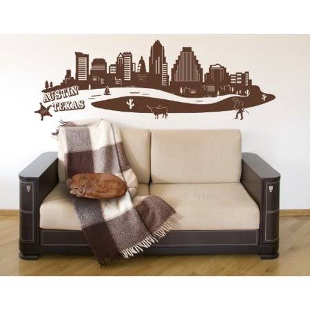 Dark Gray Cityscape Wall Decal 99in x 34in R828