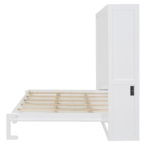 Gray Queen Size Murphy Bed with Sofa and Cabinet Q5153