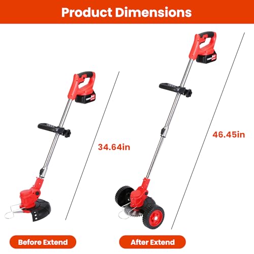 2x2.5Ah Battery Powered Grass Trimmer with Wheels H9522