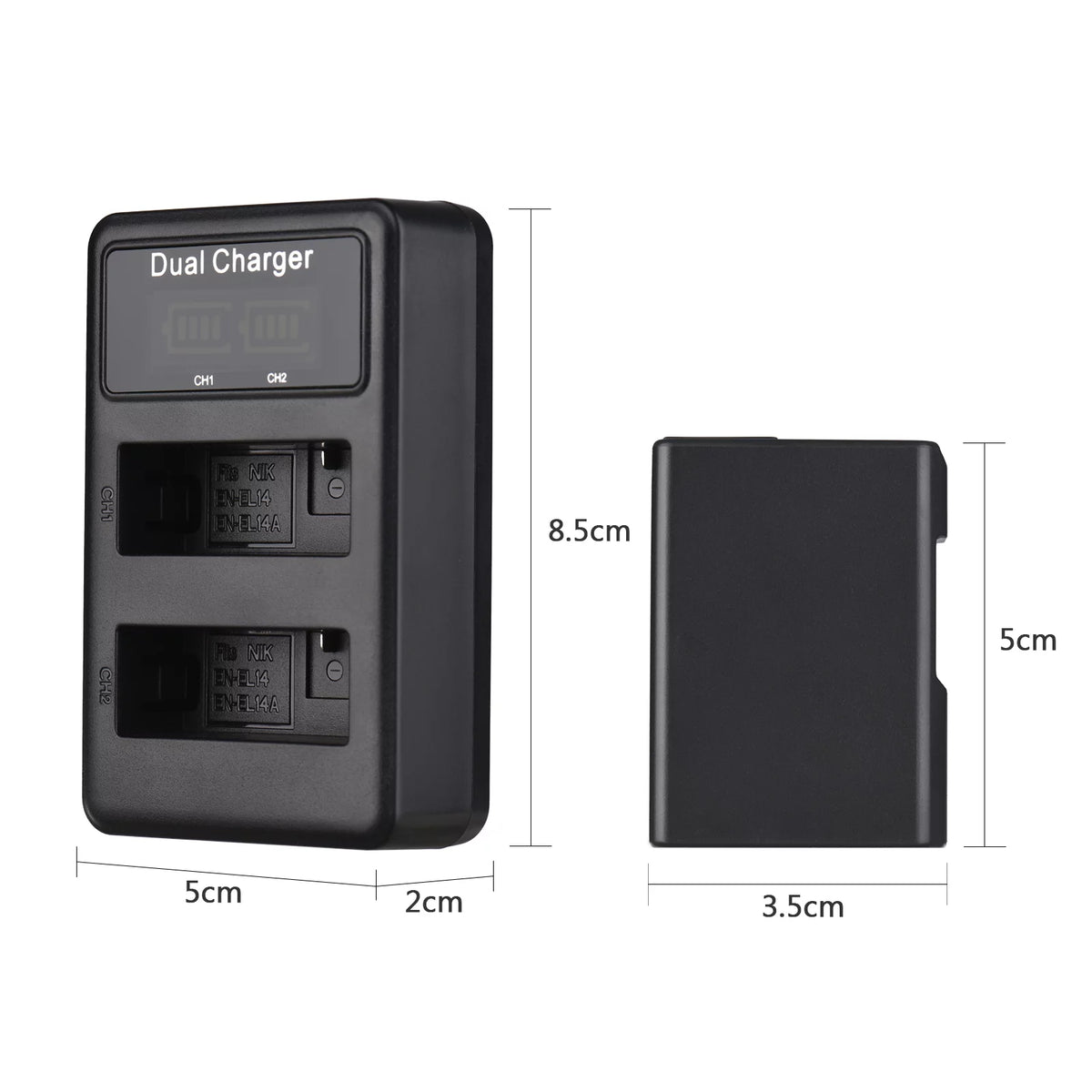 2pcs 7.4V 1500mAh Battery + 1pc Dual Channel Battery USB Port Screen Display M38412