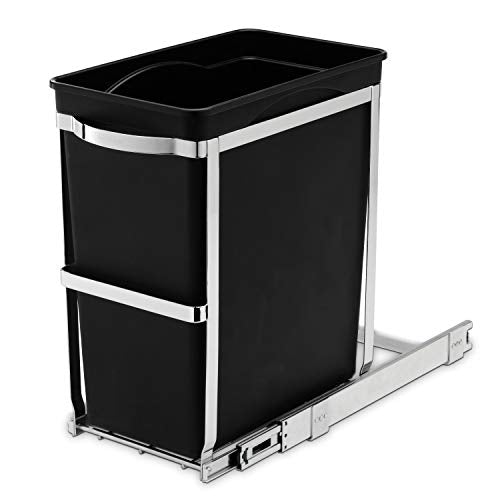Chrome 35 Liter Dual Compartment Recycling Bin and Trash Can D1169