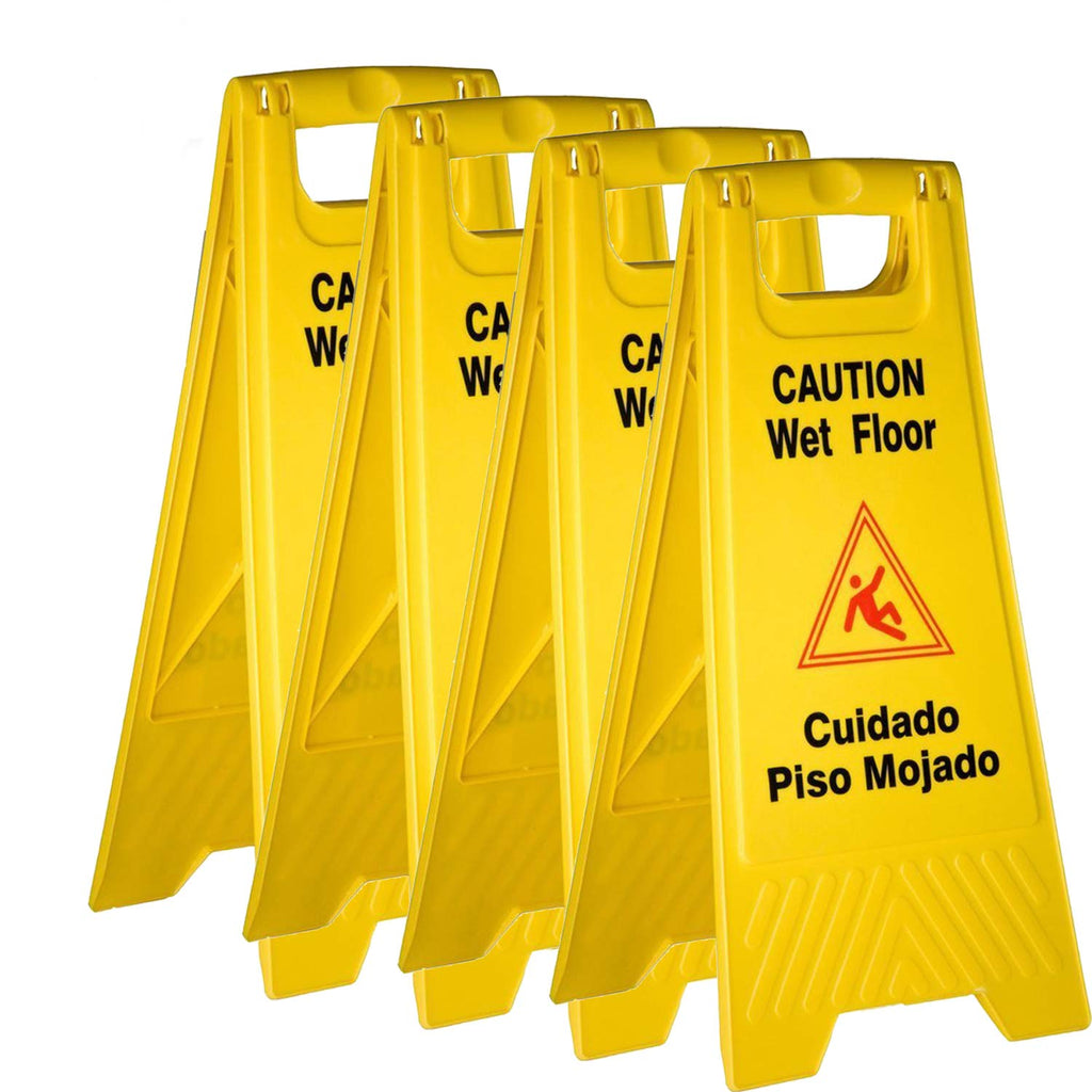 Yellow 2-sided Caution Wet Floor Sign (4 Pack) R531