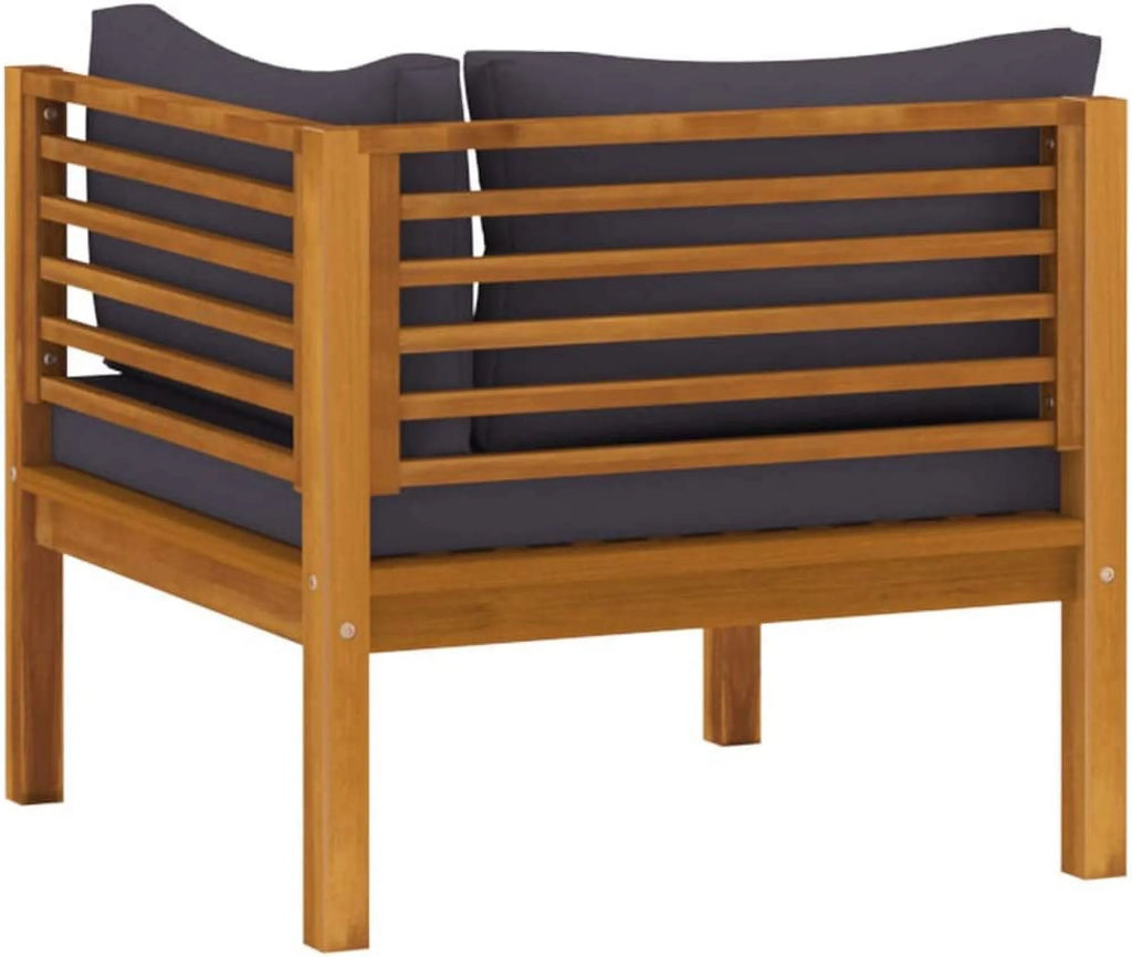 6 Piece Acacia Wood Patio Lounge Set with Cushion Gray V893