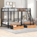 Black Metal Triple Bunk Bed with Drawers J3815