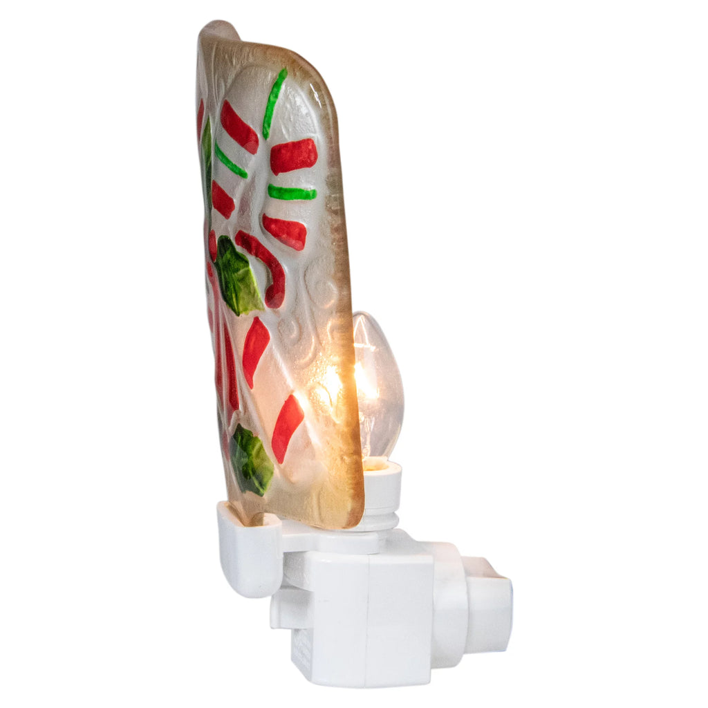 White and Red Glass Christmas Night Light J1169