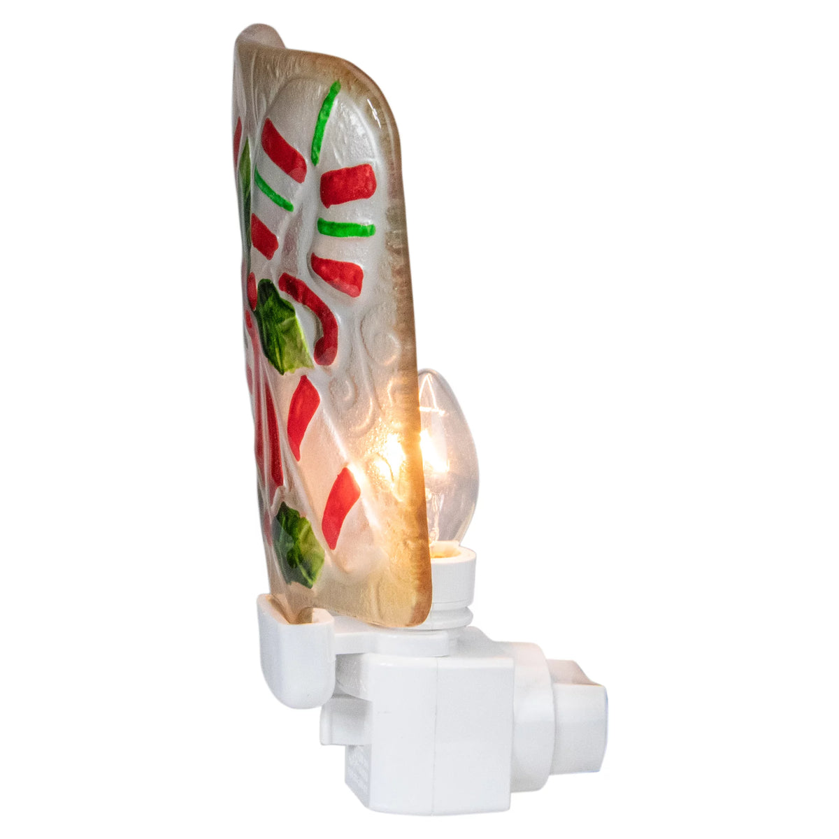 White and Red Glass Christmas Night Light J1169