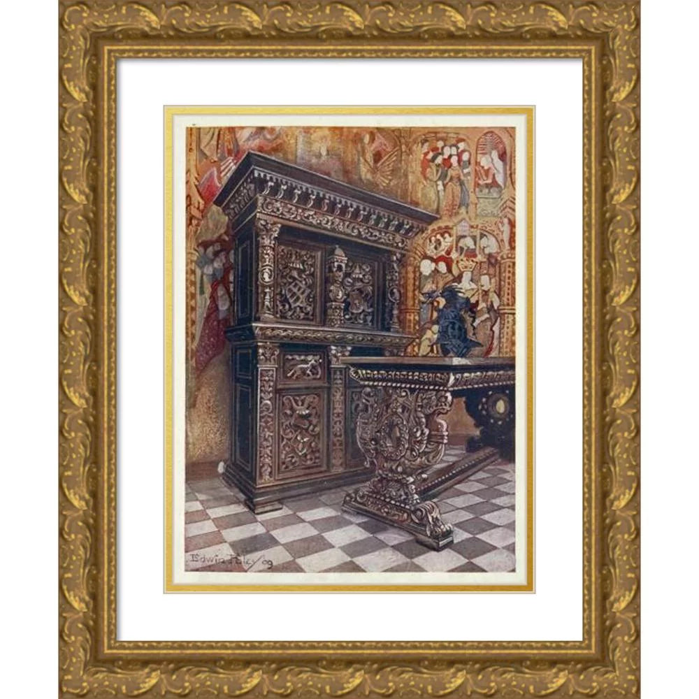 Gold Ornate Wood Frame Double Matted Art Print O8795