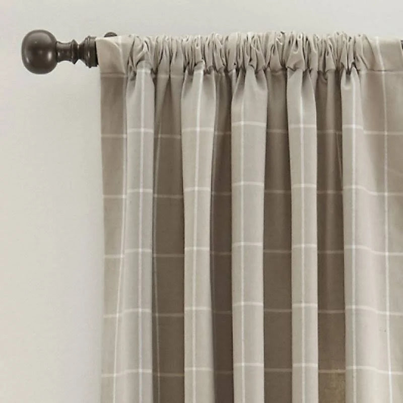 Ivory/Natural Windowpane Drapery Panel 96x22 C4496