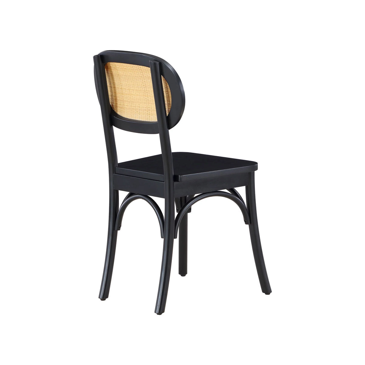 Black Rattan and Solid Wood Dining Chairs M448728