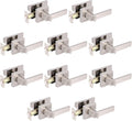 Satin Nickel Square Privacy Door Handles Leverset Lockset 10Pack P69728