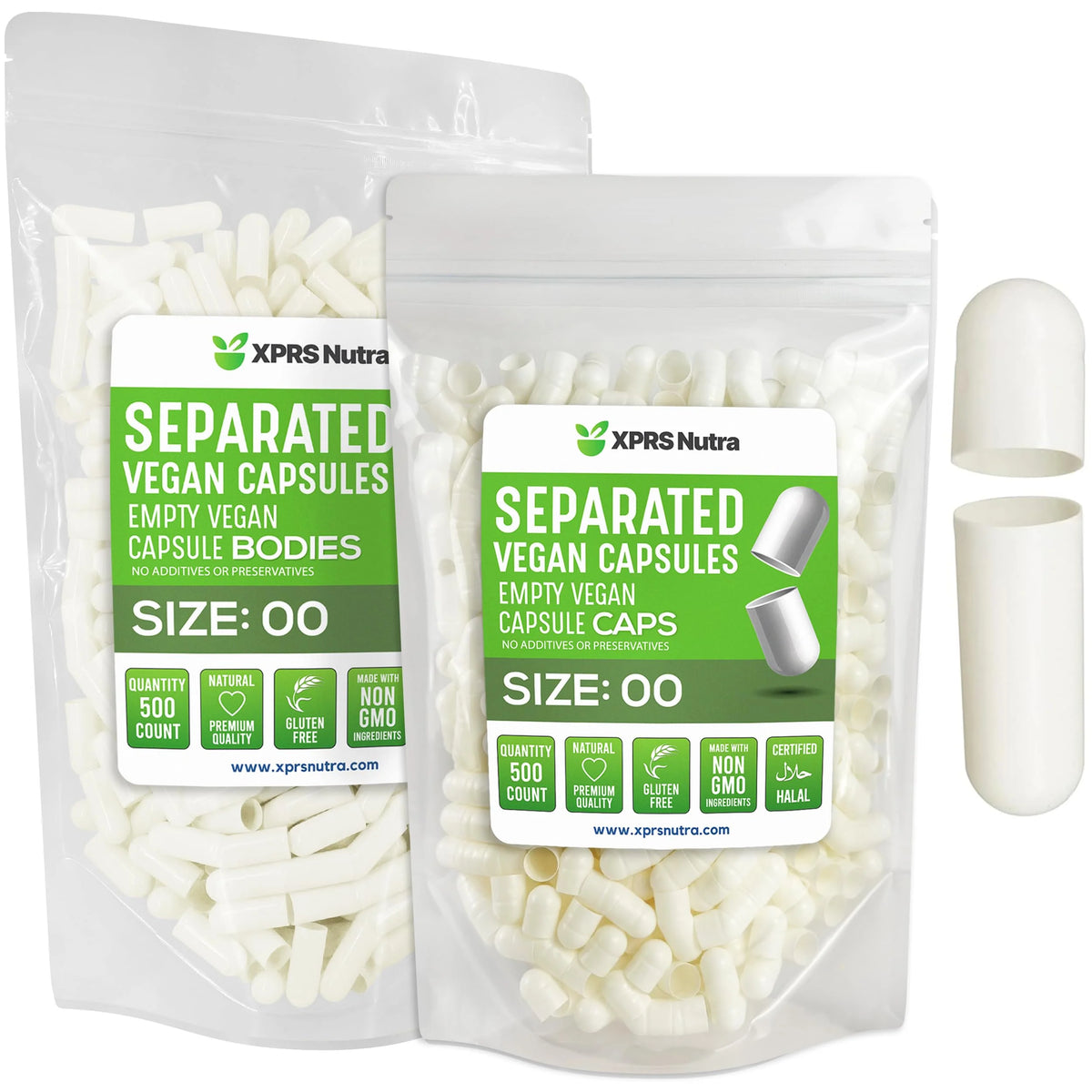 Vegan Size 00 Separated Empty Capsules 100 Count White E849969