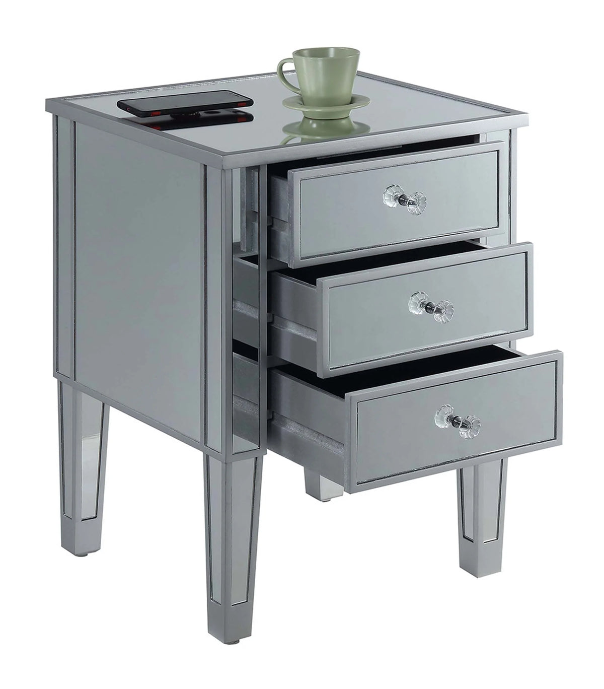 3 Drawer Mirrored End Table G7355
