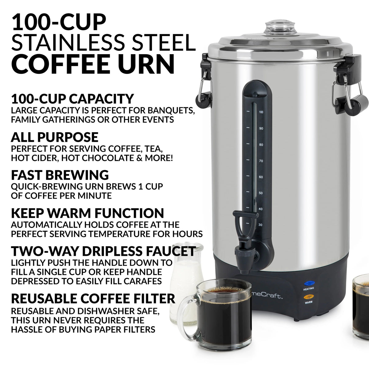 1500-Watt 100-Cup Stainless Steel Coffee Urn D51053