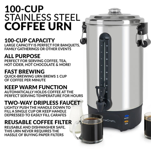 1500-Watt 100-Cup Stainless Steel Coffee Urn D51053