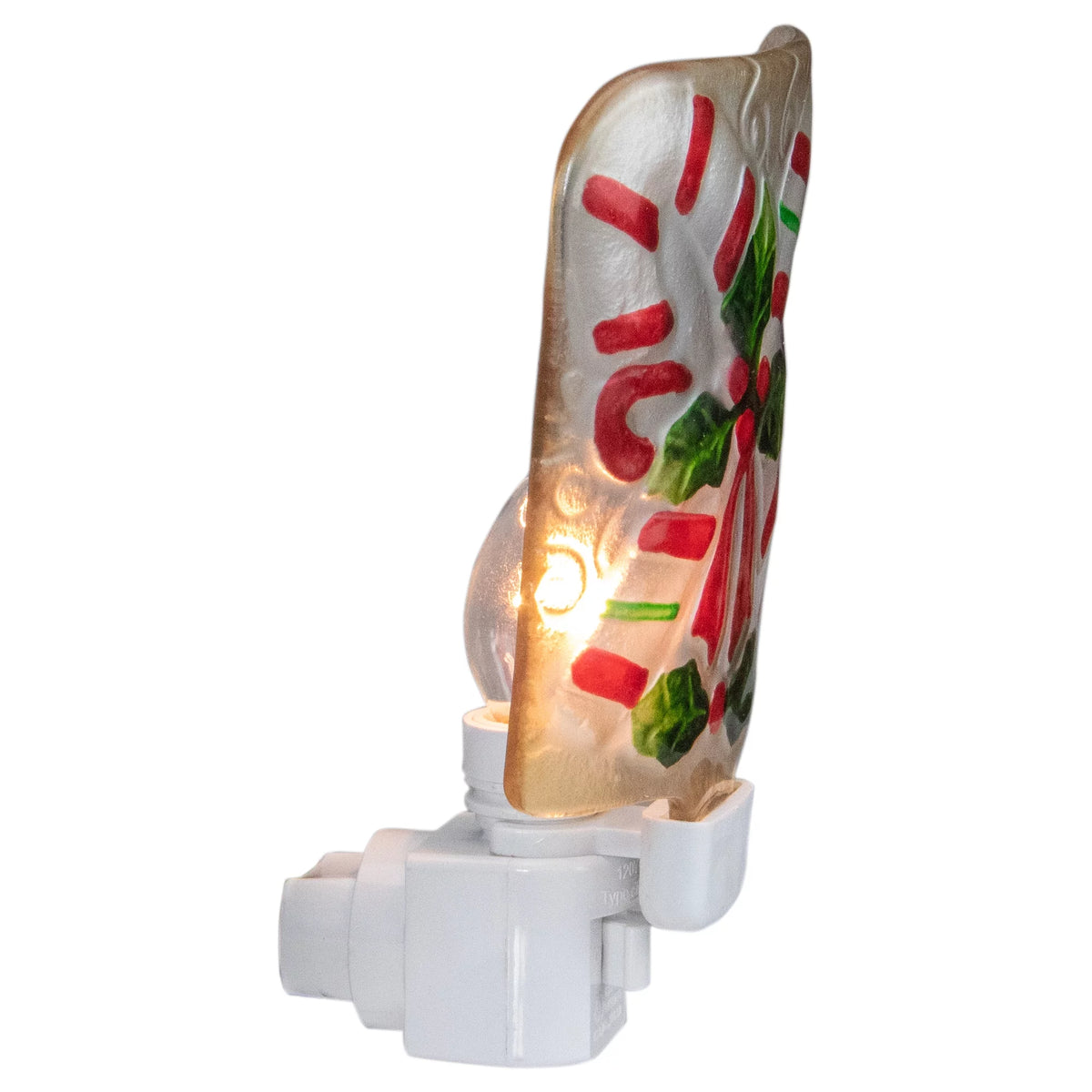 White and Red Glass Christmas Night Light J1169