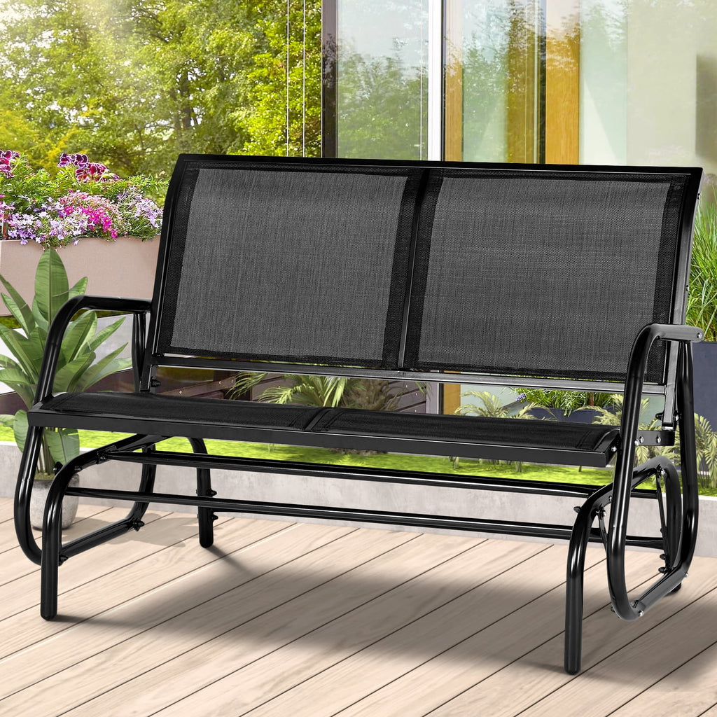 2-Person Outdoor Glider Bench Black J77991