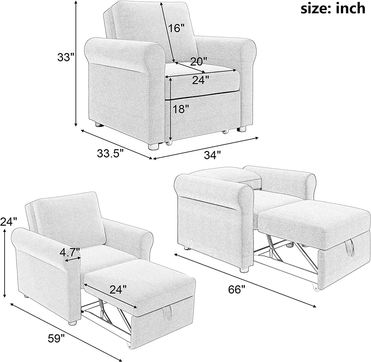 Teal 3-In-1 Single Sofa Bed I764137