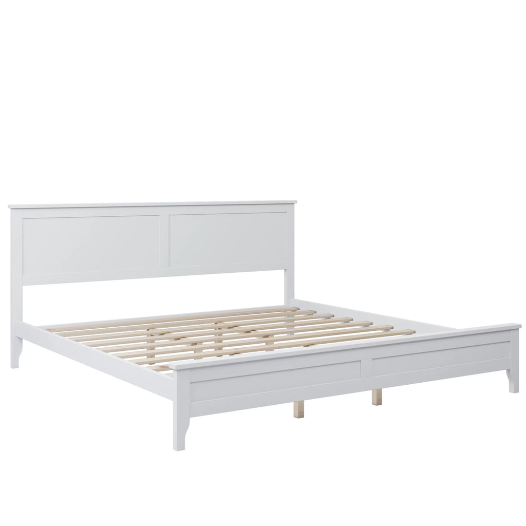 White King Pine Wood Platform Bed Frame with Headboard J48234