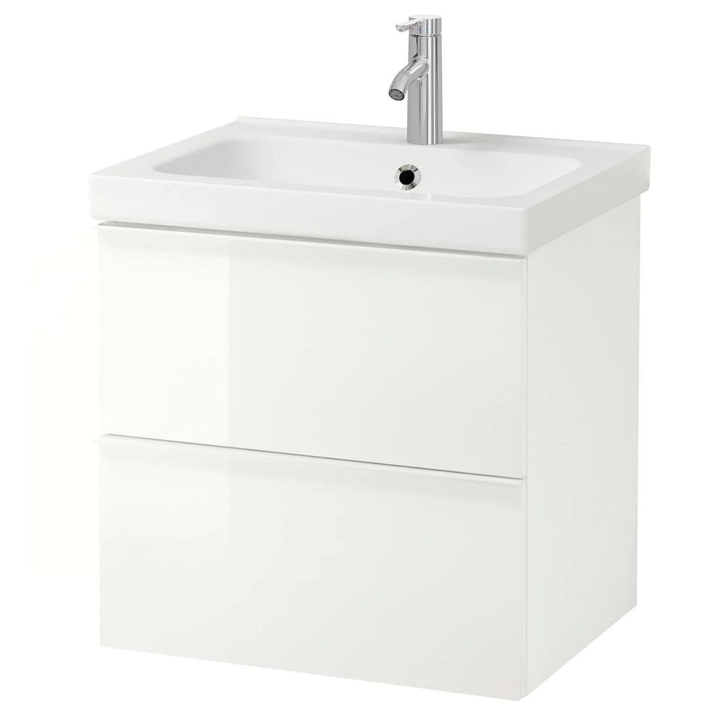 High Gloss White Sink Cabinet with 2 Drawers P845719