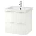 High Gloss White Sink Cabinet with 2 Drawers P845719