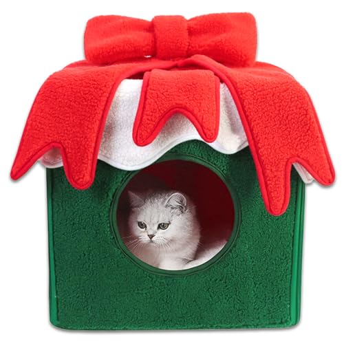 Christmas Cat House Cat Bed Cat Tree Decor Indoor Cat Tent Cave W61581